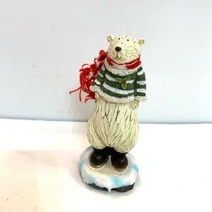 Transpac Polar Bear Figurine Retired Resin w Scarf